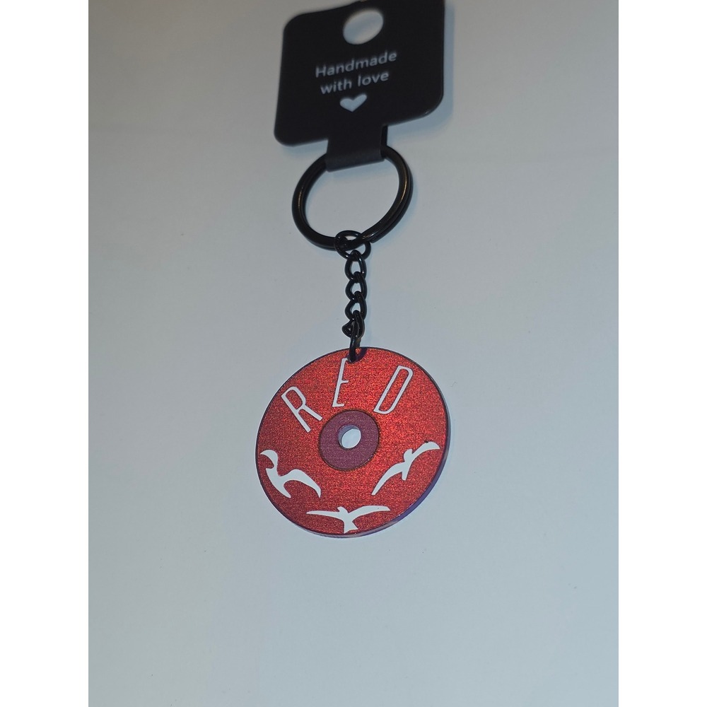 Taylor Swift RED Vinyl Album Color Reflective Keychain Charm Handmade